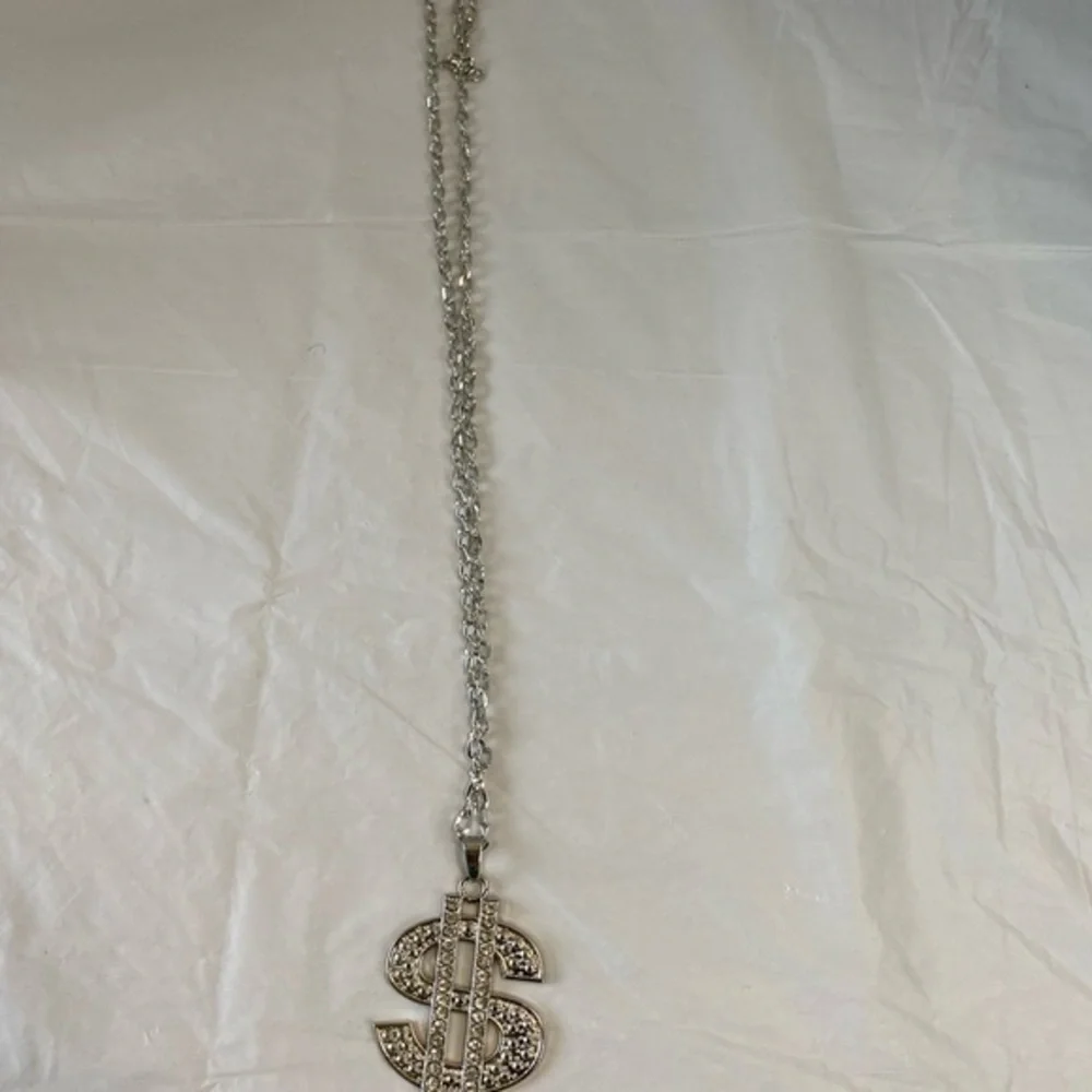 Crystal Dollar Sign Necklace Stainless Steel‎